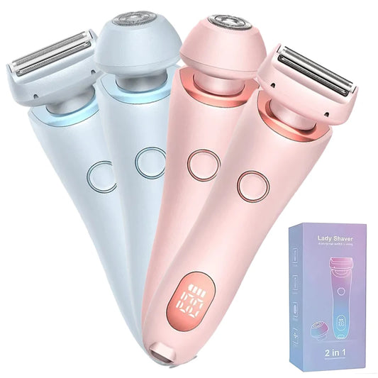 Electric Razors for Women 2 in 1 Bikini Trimmer Face Shavers Hair Removal for Underarms Legs Ladies Body Trimmer IPX7 Waterproof