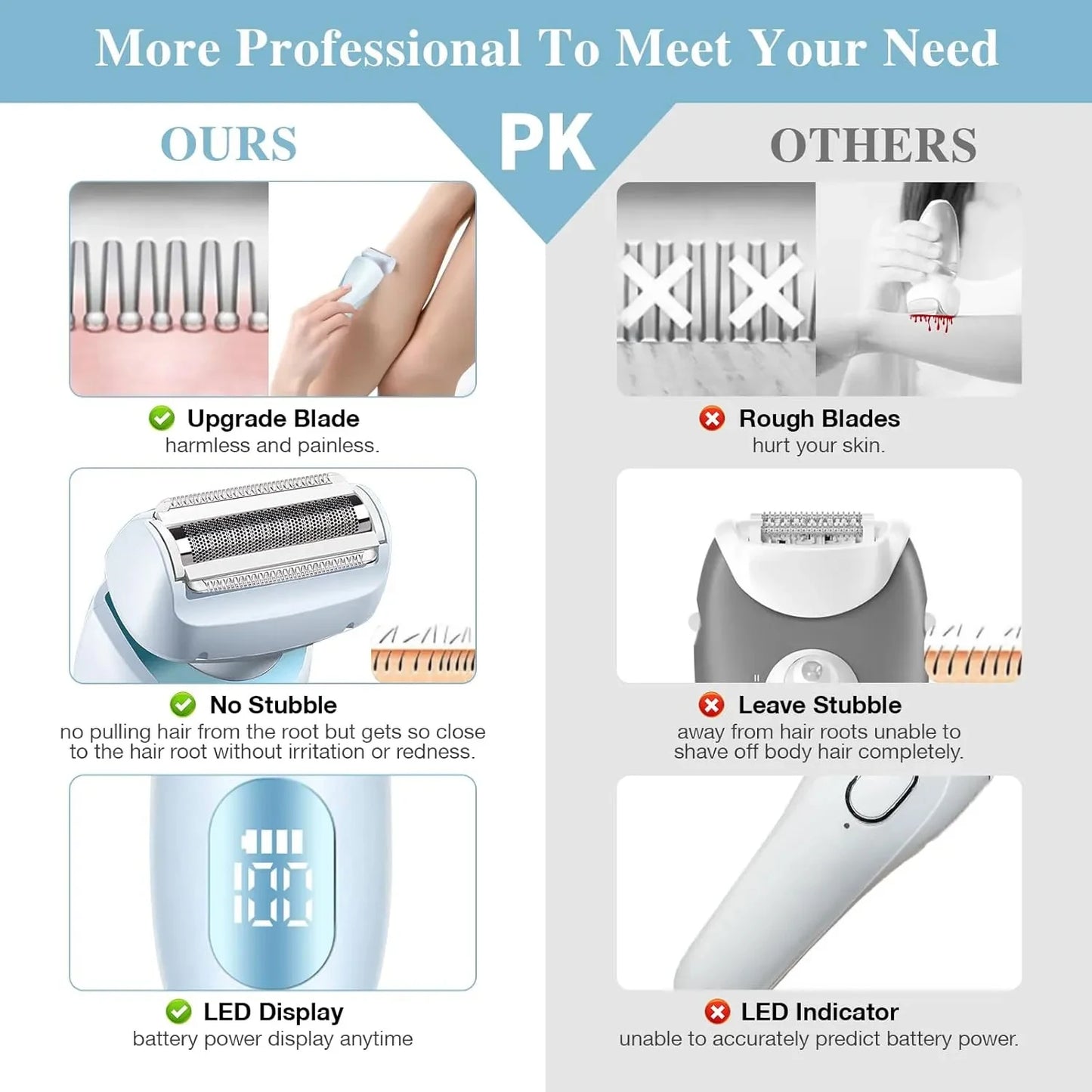 Electric Razors for Women 2 in 1 Bikini Trimmer Face Shavers Hair Removal for Underarms Legs Ladies Body Trimmer IPX7 Waterproof