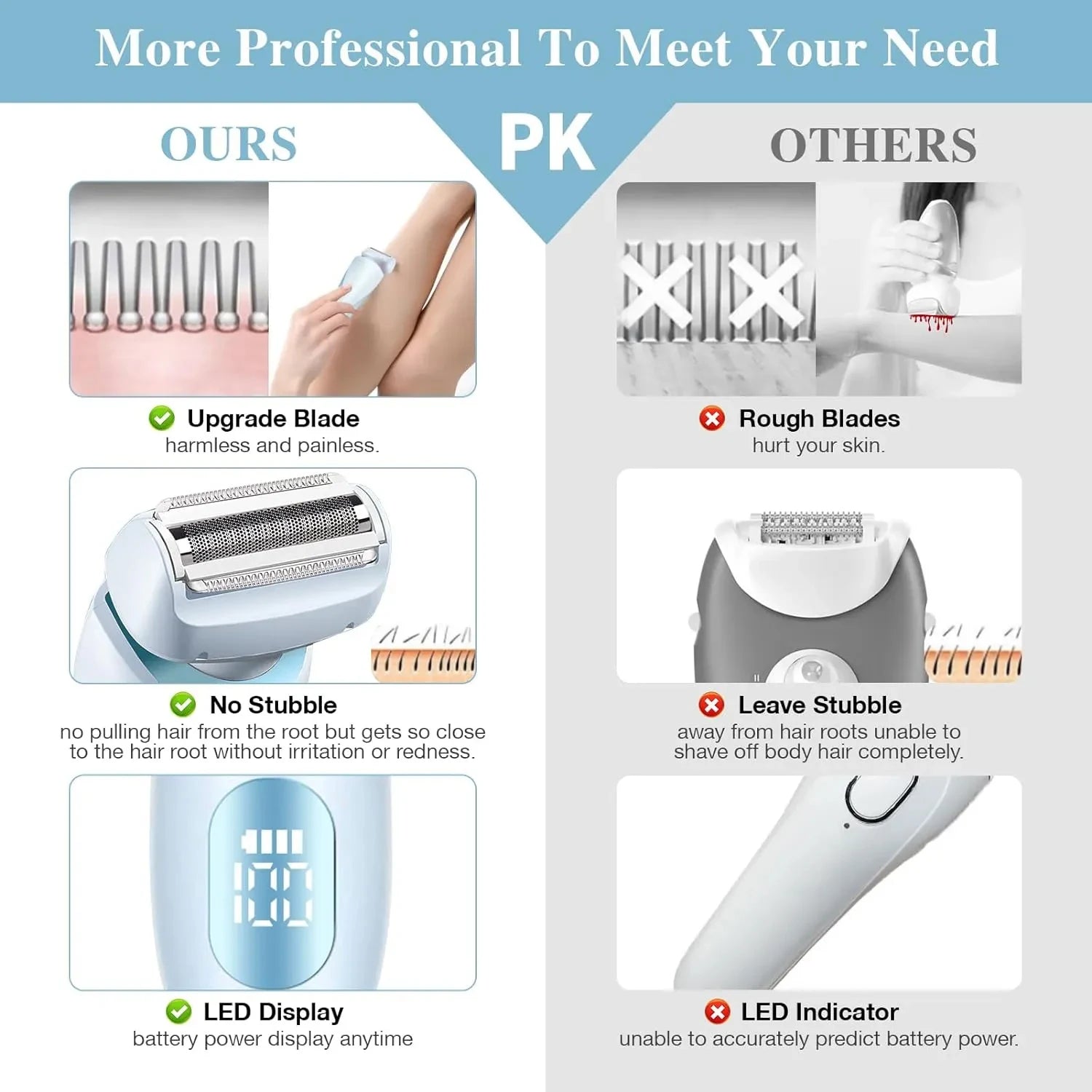 Electric Razors for Women 2 in 1 Bikini Trimmer Face Shavers Hair Removal for Underarms Legs Ladies Body Trimmer IPX7 Waterproof